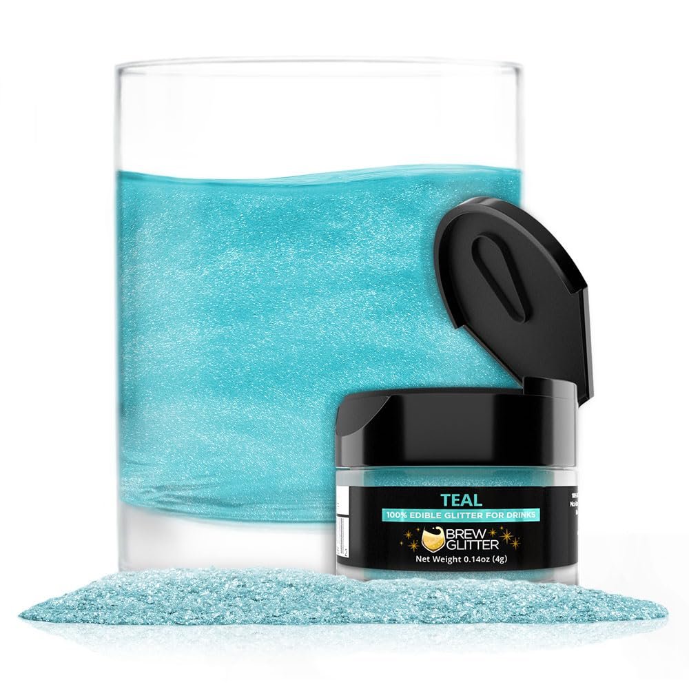 Brew Glitter Edible Glitter for Drinks, Cocktails, Beer, Garnish & Beverages (Teal, 4 Grams)