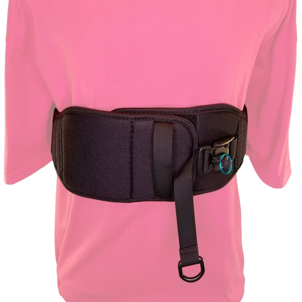 Wheelchair Overlapping 4" Chest Strap with Limit-Less Magnetic Self Engaging Buckles (Black - Vinyl, Medium)
