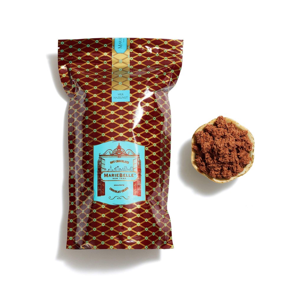 MarieBelle Milk/Hazelnut Hot Chocolate Refill 20 oz - Easy to Prepare Full-Flavored Traditional Crme de Chocolat European Style Hot Chocolate Beverage Mix