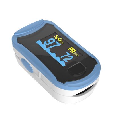 Concord Fingertip Deluxe OLED Pulse Oximeter with 6 way Reversible Display - Blood Oxygen Saturation Monitor with Carrying Case, Batteries & Lanyard - Easy to Use, (Blue)