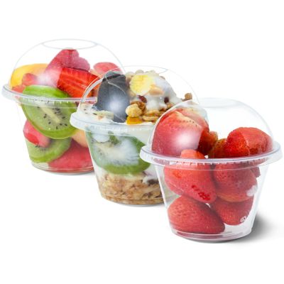 Aatriet 9 oz Clear Plastic Cups with Lids - 25 Sets Dessert Cups with Dome Lid (NO HOLE), Disposable Party Cup for Fruit/Ice Cream/Cupcake/Iced Cold Drinks