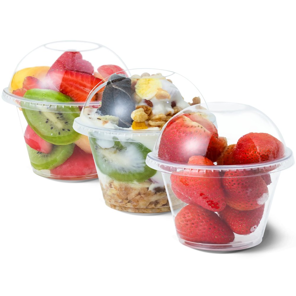 Aatriet 9 oz Clear Plastic Cups with Lids - 25 Sets Dessert Cups with Dome Lid (NO HOLE), Disposable Party Cup for Fruit/Ice Cream/Cupcake/Iced Cold Drinks