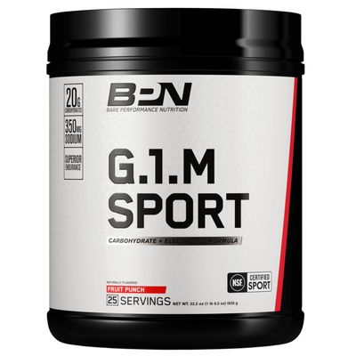 BARE PERFORMANCE NUTRITION, BPN G.1.M Go One More Sport, Endurance Training Fuel, Superior Carbohydrate & Electrolytes Powder Formula, Reduce Fatigue, Fruit Punch, 25 Servings