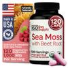 Atlantic Naturals Sea Moss with Beet Root Capsules - Premium Quality Multivitamin Supplement - Sea Moss Superfood to Support Immune Health, Blood Flow, Joint Health & Athletic Performance - 120 ct view 1