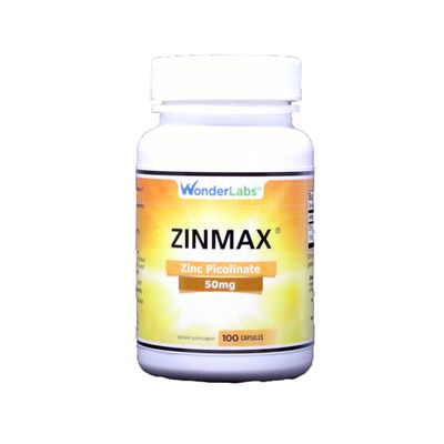 Wonder Laboratories Zinc Picolinate 50 mg | Zinmax Top Form of Zinc in Terms of Absorption for Immune Support, 100 Capsules