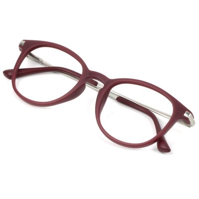VisionGlobal Blue Light Blocking Glasses for Women/Men, Anti Eyestrain, Computer Reading, TV Glasses, Stylish Square Frame, Anti Glare (Red, 0.25 Magnification)