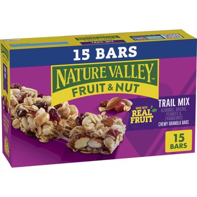 Nature Valley Chewy Fruit & Nut Trail Mix Granola Bars, Almond Raisin & Cranberry with Whole Grain Oats, No Artificial Flavors or Colors, No High Fructose Corn Syrup, On-the-Go Snack, 15 Bars 18 oz