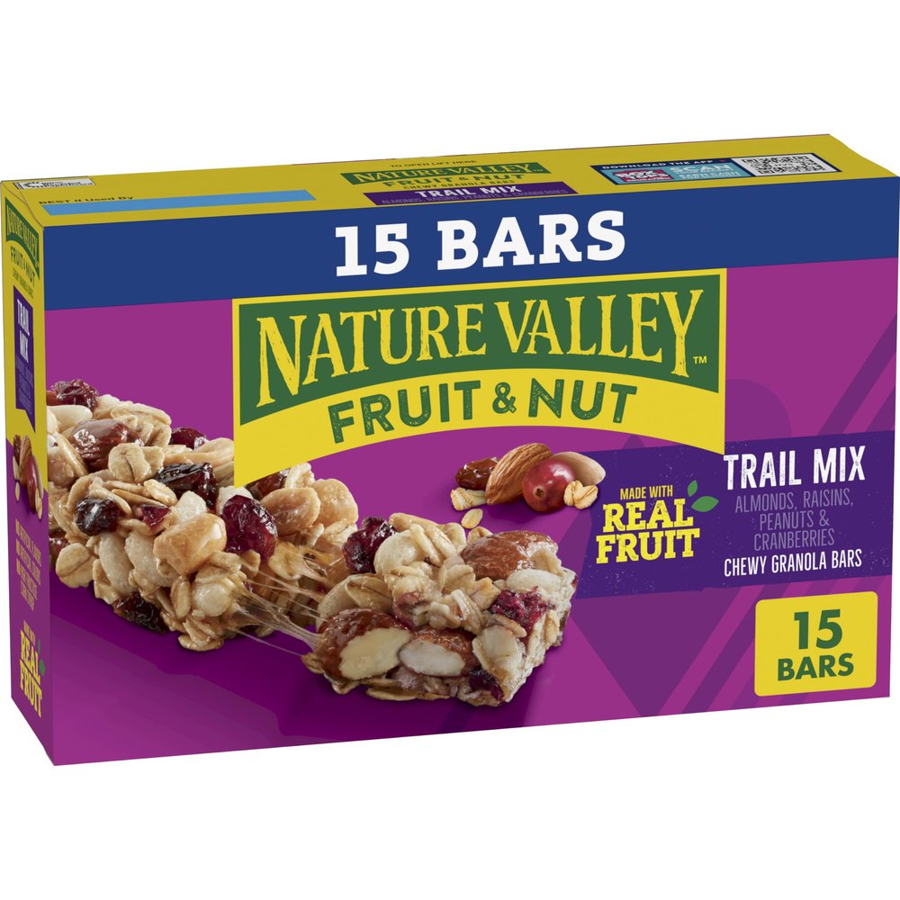 Nature Valley Chewy Fruit & Nut Trail Mix Granola Bars, Almond Raisin & Cranberry with Whole Grain Oats, No Artificial Flavors or Colors, No High Fructose Corn Syrup, On-the-Go Snack, 15 Bars 18 oz