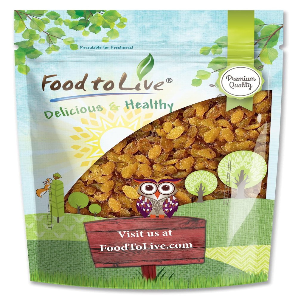 Food to Live California Jumbo Golden Raisins, 12 Ounces  Seedless, Sun-Dried, No Added Oil, No Added Sugar, Kosher, Vegan, Raw, Bulk