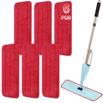 16.5 Inch Reusable Mop Pads Microfiber Spray Mop Replacement Heads for Wet/Dry Mops Compatible with Bona Floor Care System (6 Pack)