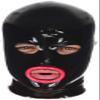 Latex Hood Mask with Holes for Eyes Nose and Red Lip Rim (XL) view 2