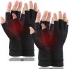 2 Pairs Copper Arthritis Gloves, Fingerless Compression Gloves for Men and Women, Pain Relief and Healing for Arthritis Hand, Carpal Tunnel, Typing and Daily Work (Black, Medium) view 1