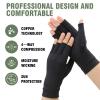 2 Pairs Copper Arthritis Gloves, Fingerless Compression Gloves for Men and Women, Pain Relief and Healing for Arthritis Hand, Carpal Tunnel, Typing and Daily Work (Black, Medium) view 2