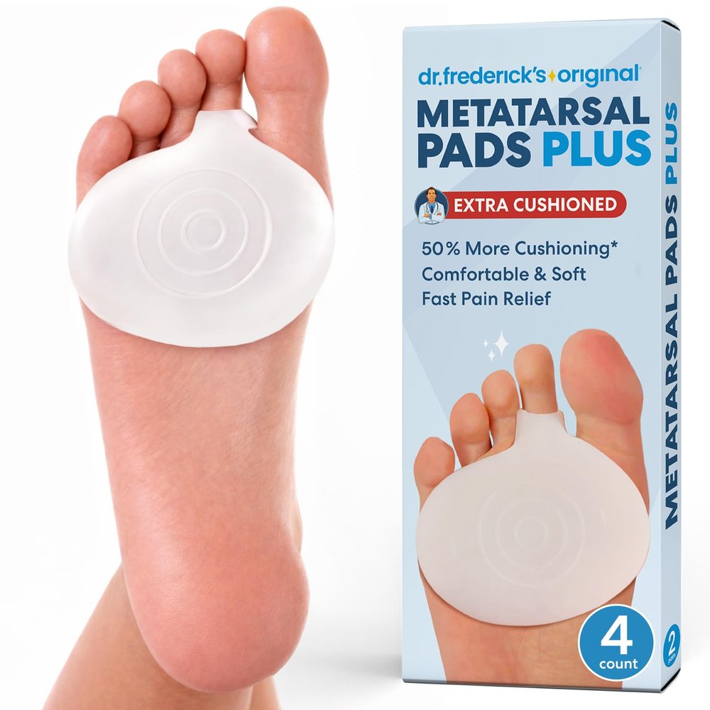 Dr. Fredericks Original Metatarsal Pads - 4 ct - Ball-of-Foot Cushions for Foot Pain Relief - Adhesive Forefoot Pads for Metatarsalgia, Mortons Neuroma & Calluses - Men & Women