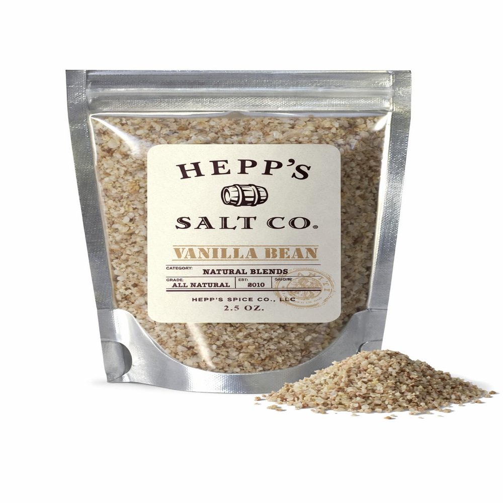 HEPPS Salt Co. Vanilla Bean Sea Salt Gourmet Vanilla Salt Made with Real Vanilla Beans Finishing Salt for Baking, Desserts, Chocolate, Fruit & Cocktails Small Batch Seasoning, 2.0 oz