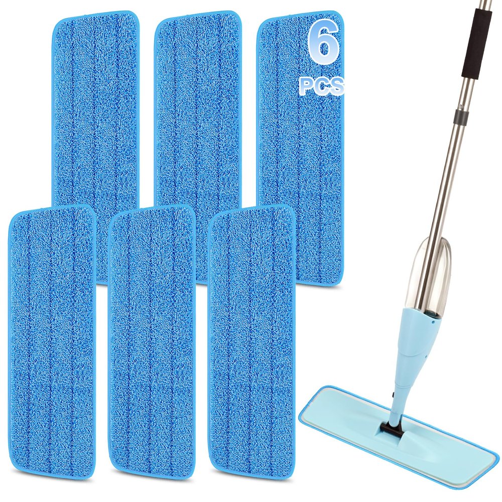 16.5 Inch Reusable Mop Pads Microfiber Spray Mop Replacement Heads for Wet/Dry Mops Compatible with Bona Floor Care System (6 Pack)