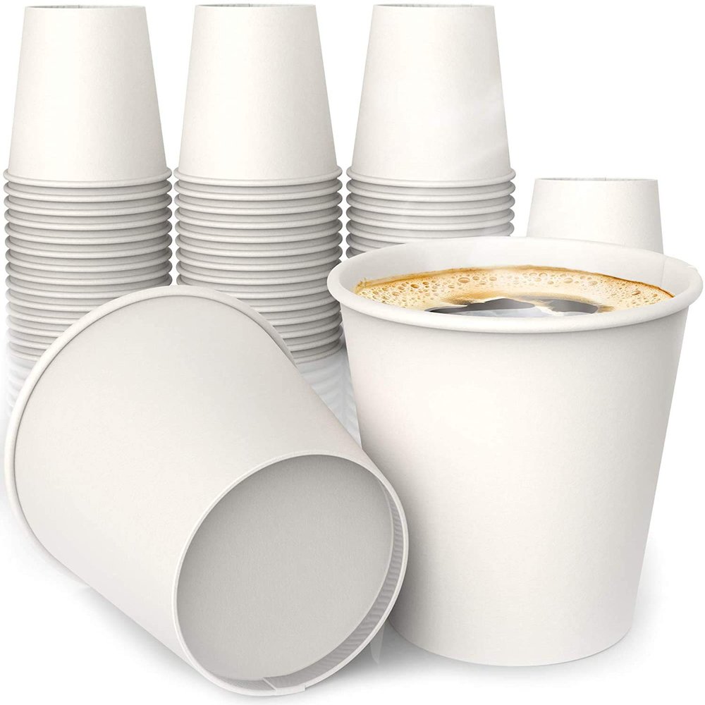 Lakesstory 100-Pack 4 oz. White Paper Disposable Cups  Hot and Cold Beverage Drinking Cup for Water, Juice, Coffee or Tea  Ideal for Water Coolers, Party, or Coffee On the Go