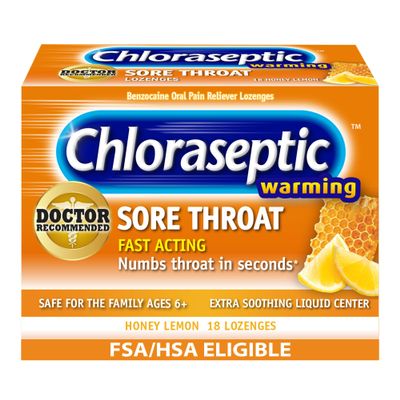 Chloraseptic Total Sore Throat Lozenges, Real Honey Lemon, Drops with Liquid Center to Numb and Warm Sore Throat, 18 Count