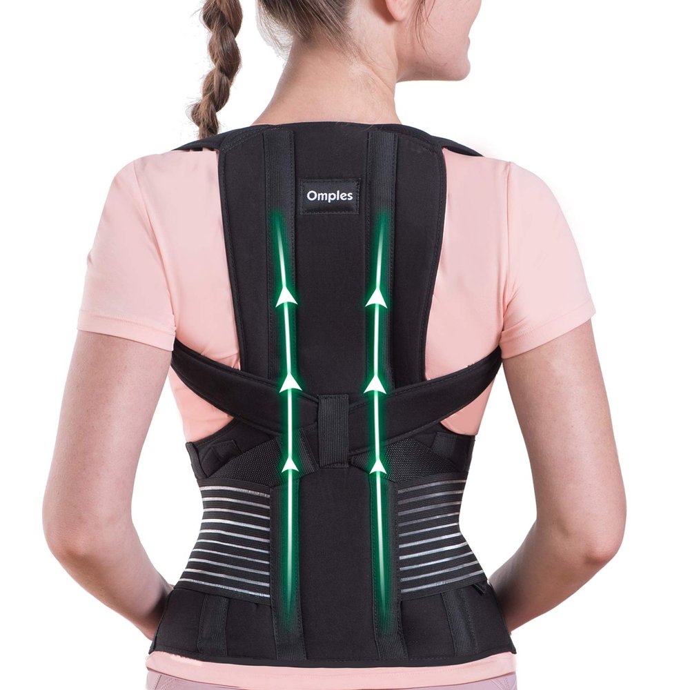 Omples Posture Corrector for Women and Men Thoracic Back Brace Straightener Shoulder Upright Support Trainer for Body Correction and Neck Pain Relief, Medium (waist 34-39 inch)