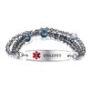 mnmoom 7.5 inch interchangeable Medical id bracelets for Women beads Medical alert bracelets with customize engraving epilepsy (3 x Dark blue) view 1