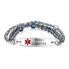 mnmoom 7.5 inch interchangeable Medical id bracelets for Women beads Medical alert bracelets with customize engraving type 1 diabetes (3 x Dark blue) view 1