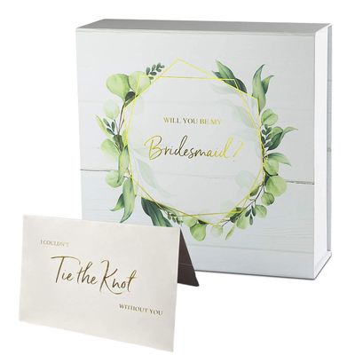 CV CHARVORIA Bridesmaid Proposal Box - Luxury Gold Foil Stamped 'Will You Be My Bridesmaid' Box Set of 3 Boxes & Cards