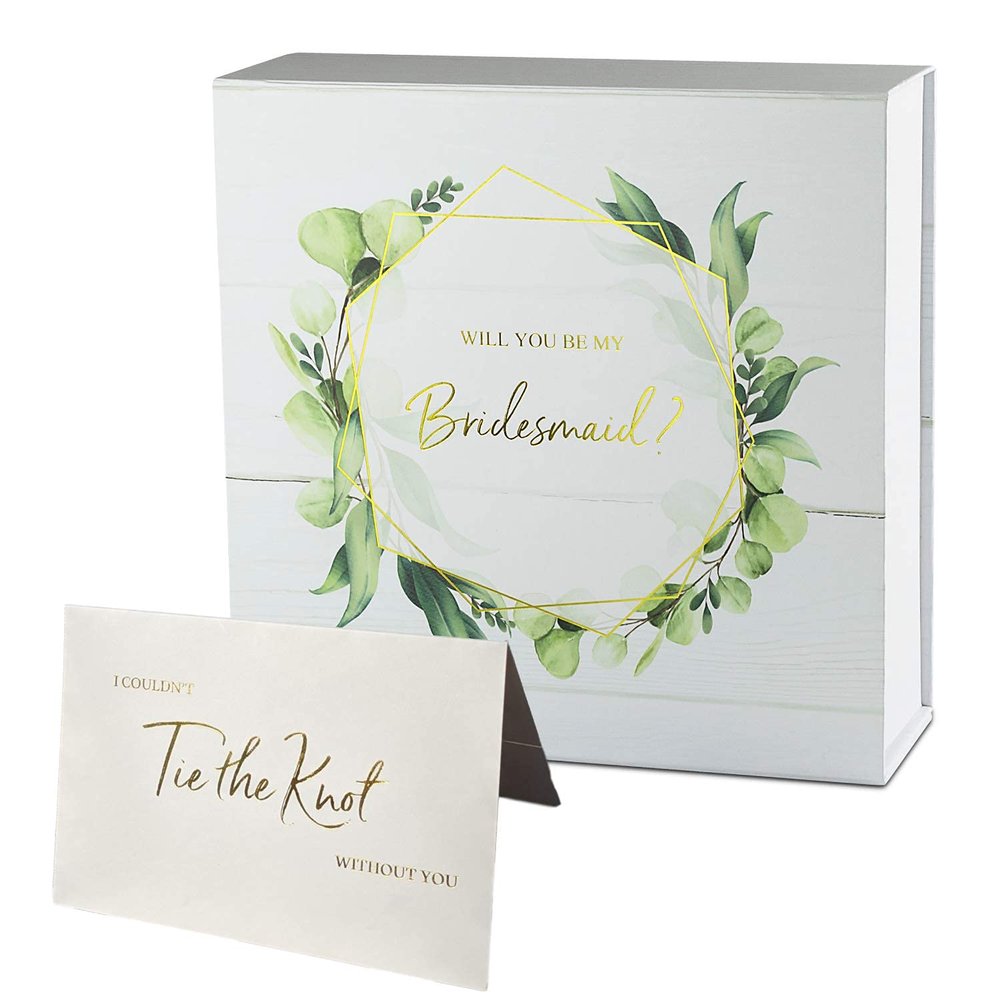 CV CHARVORIA Bridesmaid Proposal Box - Luxury Gold Foil Stamped 'Will You Be My Bridesmaid' Box Set of 3 Boxes & Cards