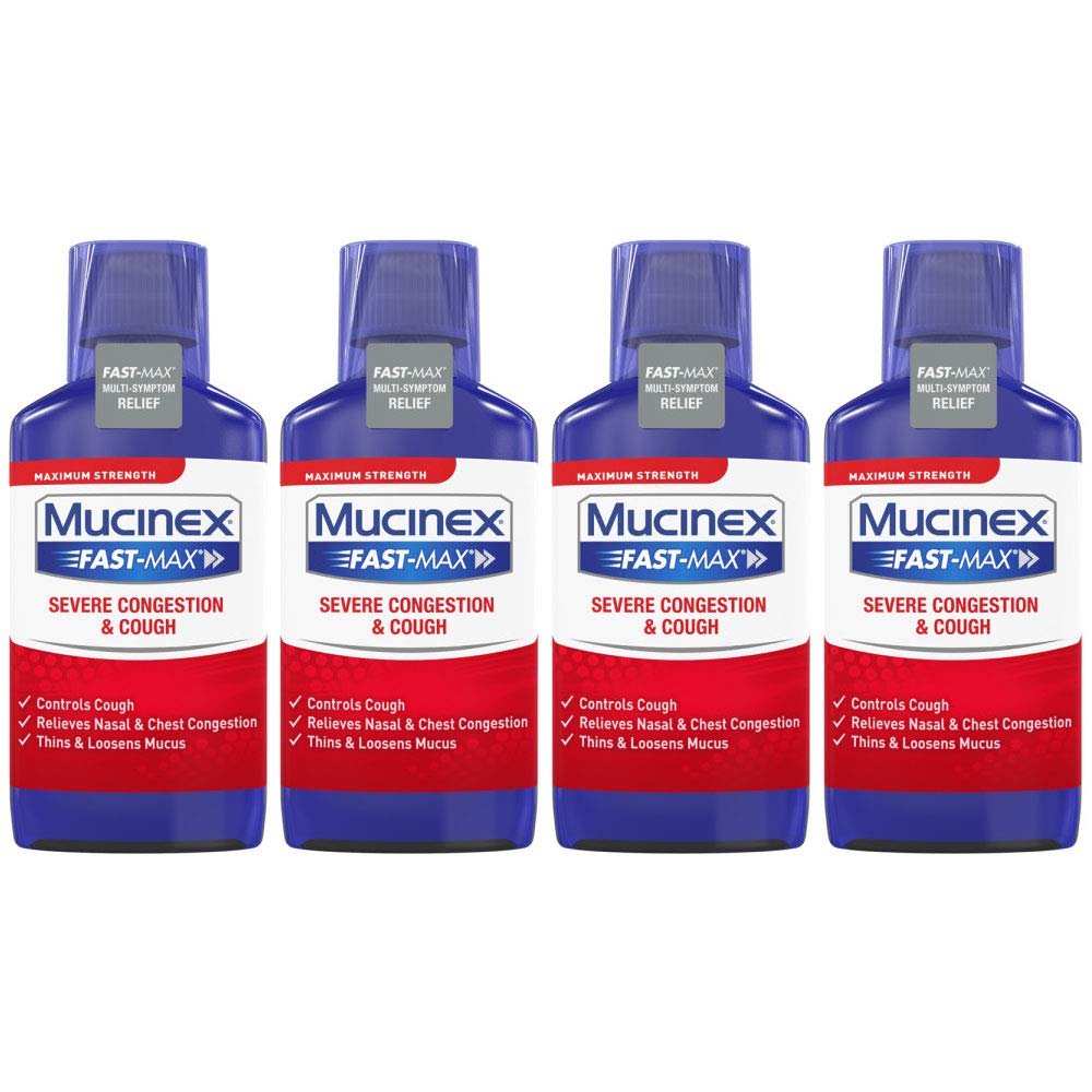 Mucinex Fast-Max Maximum Strength Severe Congestion & Cough, Multi-Symptom Relief, Cough Suppressant, Expectorant, Nasal Decongestant, 9 FL OZ (Pack of 4)