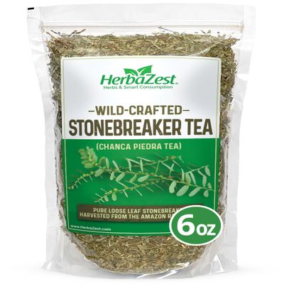 HerbaZest Stonebreaker Chanca Piedra Tea  6oz (170g)  Pure Quality Loose Leaves & Stems, Wild Crafted from the Amazon (Stone Breaker Tea)