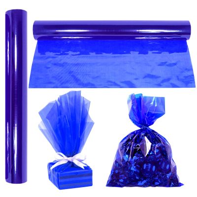 AnapoliZ Cellophane Wrap Roll Royal Blue | 100 Ft Long X 16 in. Wide | 2.3 Mil Thick Transparent Royal Blue | Gifts, Baskets, Treats Cellophane Wrapping Paper | Colorful Cello Dcor, Decorations
