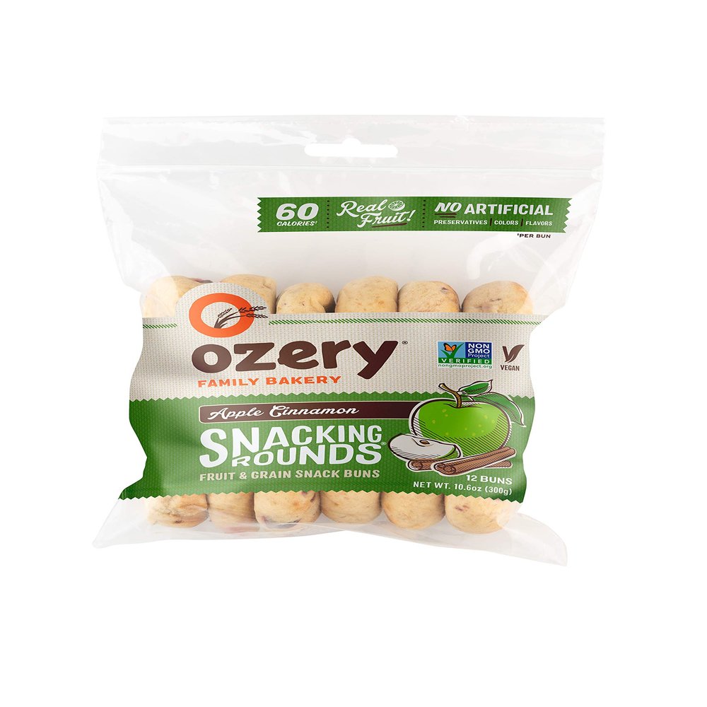 Ozery Bakery, Apple Cinnamon Snacking Rounds Pita Bread, Vegan & Non-GMO, 10.6 Oz. Bags With 12 Snacking Rounds Per Bag, (Pack Of 6)