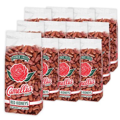 Camellia Brand Dried Red Kidney Beans  Premium Non-GMO Dry Beans for Red Beans and Rice, High Protein Plant-Based Food for Chili, Soups, Salads, Meal Prep, and Cajun Cooking 1 Pound (Pack of 12)