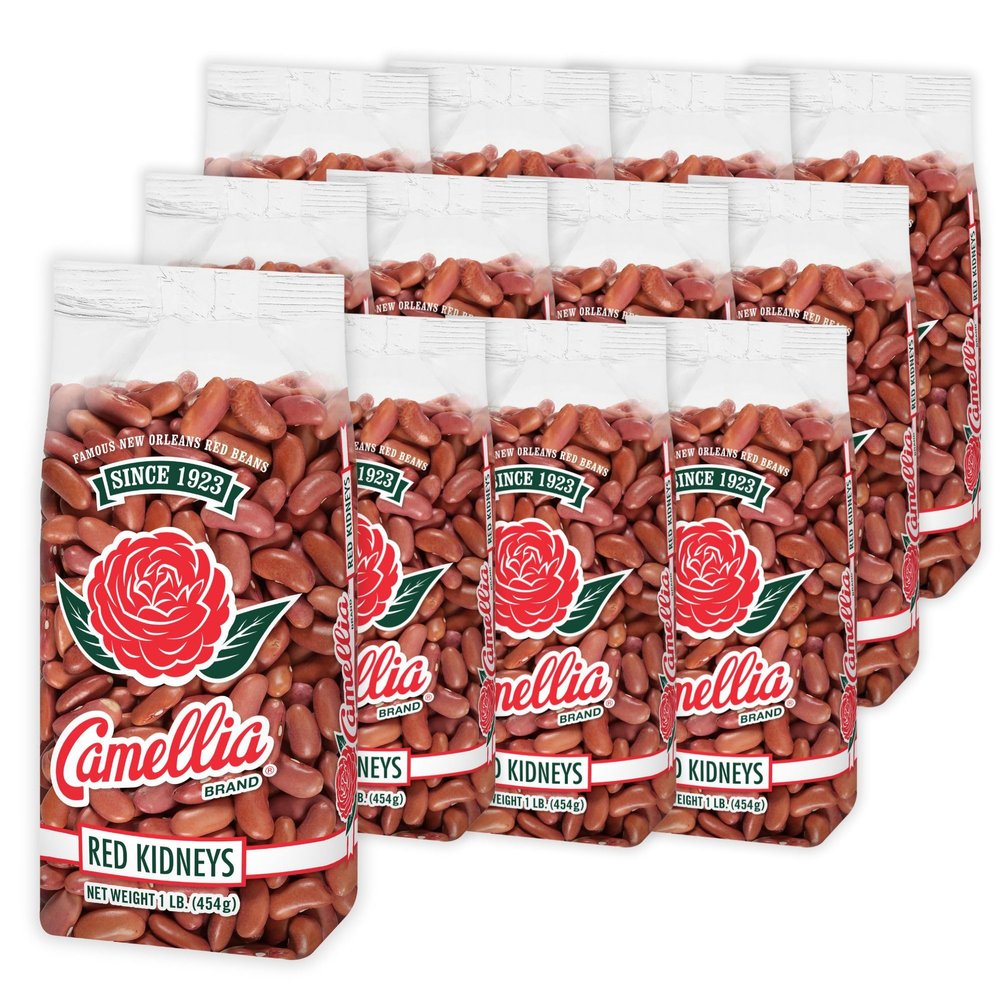 Camellia Brand Dried Red Kidney Beans  Premium Non-GMO Dry Beans for Red Beans and Rice, High Protein Plant-Based Food for Chili, Soups, Salads, Meal Prep, and Cajun Cooking 1 Pound (Pack of 12)