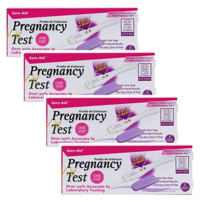 Sure-Aid Pregnancy test | One Step | Over 99% accurate in Laboratory Testing | Easy to Read Results Any Time Of Day | Relieve Anxiety with Fast and Simply One Step Results | 4 Pack
