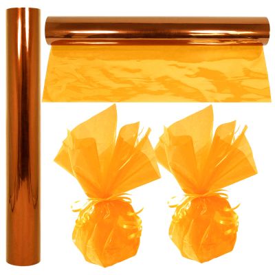 AnapoliZ Cellophane Wrap Roll | 100' Ft Long X 16' Wide | 2.3 Mil Thick Transparent Gold | Gifts, Baskets, Treats Wrapping Paper | Colorful Cello Decor, Party Decorations