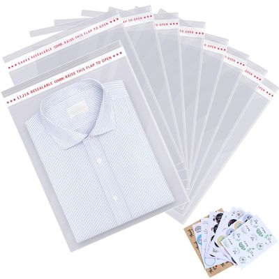 100 pcs 13" x 19" Large Clear Resealable Cellophane Bags for Packaging Products Self-sealing Gift Bag Self-adhesive for Gifts Clothes Small Business Plastic Goodie Bags,Thank you Stickers