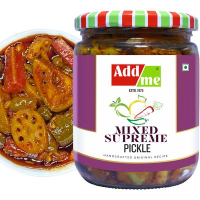 Add me Mixed Supreme Pickle Rajasthani Pickles Achar 500gm Glass Jar Pack