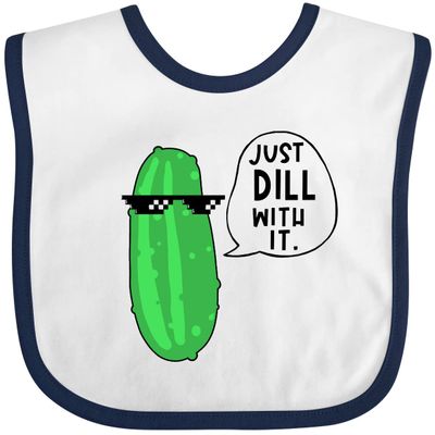 inktastic Just Dill with It Chill Dill Pickle in Sunglasses Baby Bib White and Navy 3ab7d