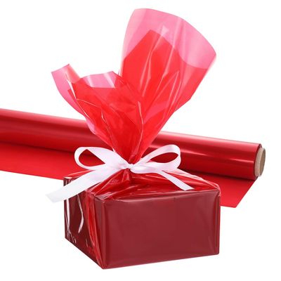 NUOBESTY Cellophane Wrap Roll Red3 Mil Thickness Cellophane Cello Rolls for Christmas Gifts Baskets Arts Crafts