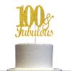 100 & Fabulous Cake Topper Gold Glitter, 100th Birthday Party Decoration Ideas, Premium Quality, Sturdy Doubled Sided Glitter, Acrylic Stick. Made in USA (100th) view 1