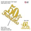 50 & Fabulous Cake Topper Gold Glitter, 50th Birthday Party Decoration Ideas, Premium Quality, Sturdy Doubled Sided Glitter, Acrylic Stick. Made in USA (50th) view 2
