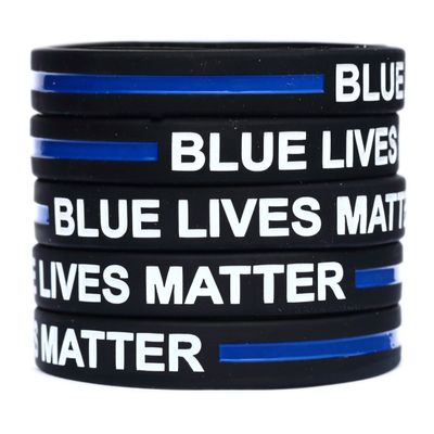 5 XL 9 Inch Blue Lives Matter Thin XL 9 Inch Blue Line Silicone Wristband