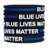 5 XL 9 Inch Blue Lives Matter Thin XL 9 Inch Blue Line Silicone Wristband view 1