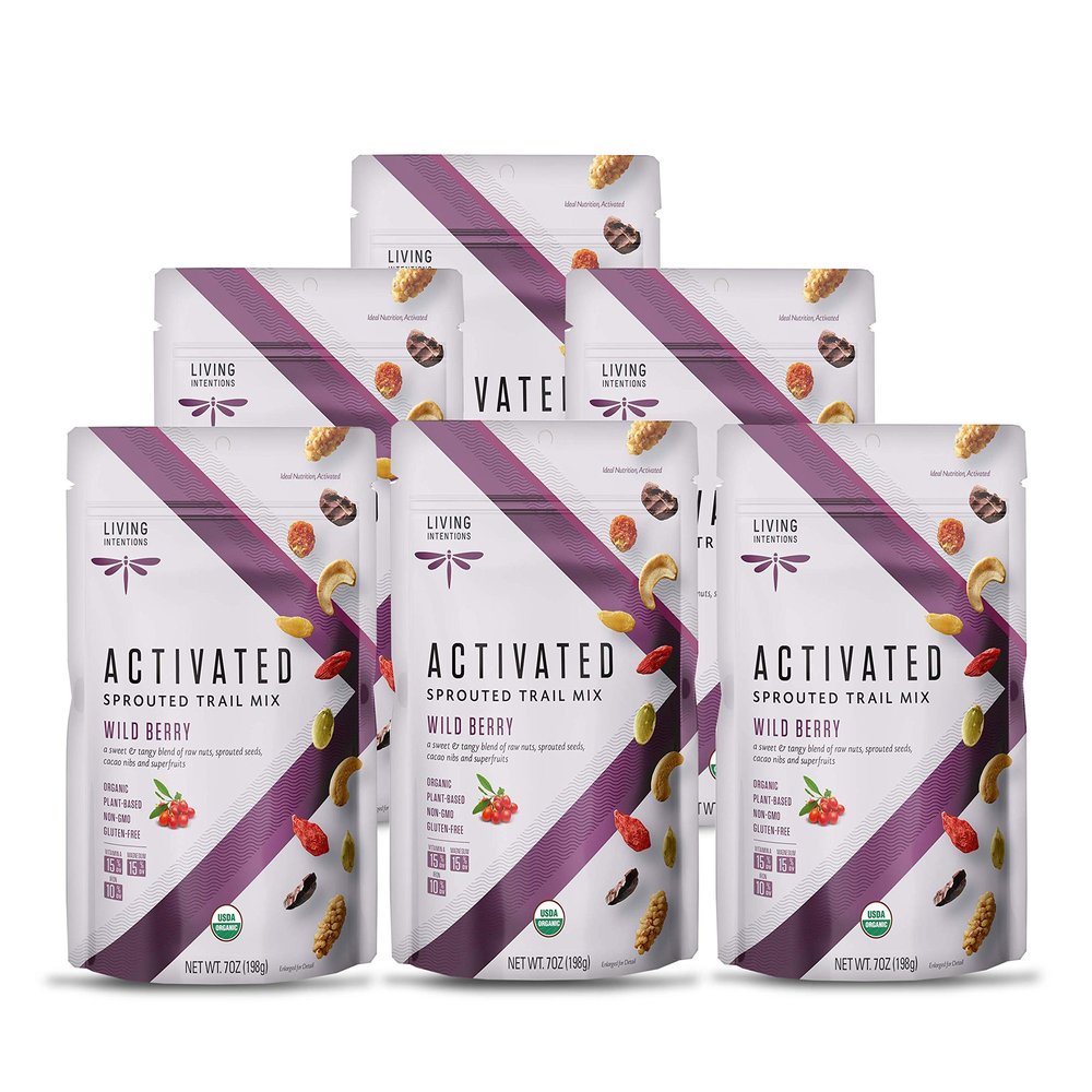 Living Intentions Organic Wild Berry Trail Mix NonGMO Gluten Free Vegan Paleo - 7 Oz ( Pack of 6 )