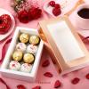 BAKIPACK 20 Rose Gold Truffle Box, Chocolate Box Packaging, Candy Boxes with 8-Piece Plastics Tray (Tray Size with 5.75x2.75 Inches), Pull Out Packing with Clear Window Sleeves view 2