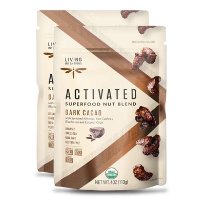 Living Intentions Sprouted Organic Nut Blend Dark Cacao NonGMO Gluten Free Vegan Paleo Kosher 4 Ounce Unit (Pack of 2)