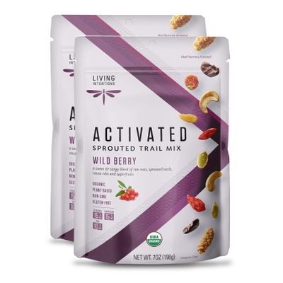 Living Intentions Organic Wild Berry Trail Mix NonGMO Gluten Free Vegan Paleo - 7 Oz (Pack of 2)
