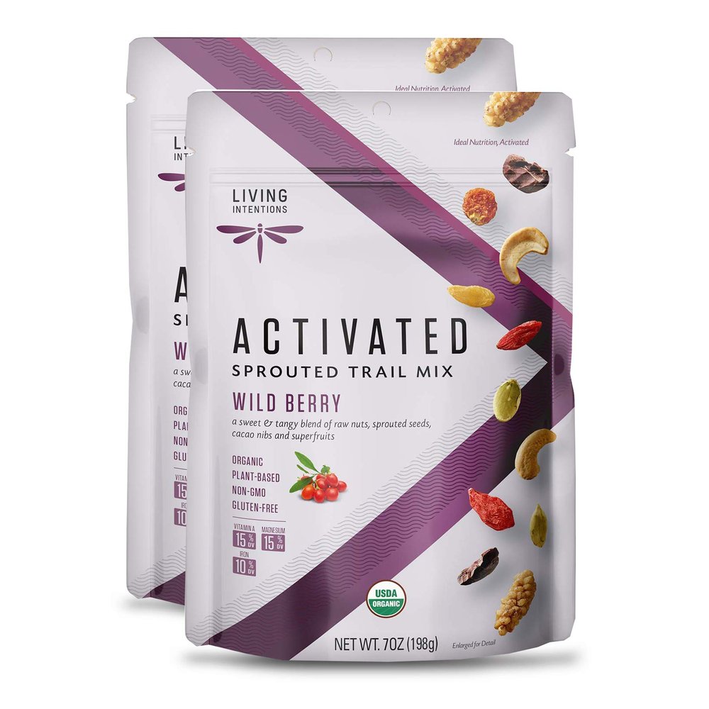 Living Intentions Organic Wild Berry Trail Mix NonGMO Gluten Free Vegan Paleo - 7 Oz (Pack of 2)