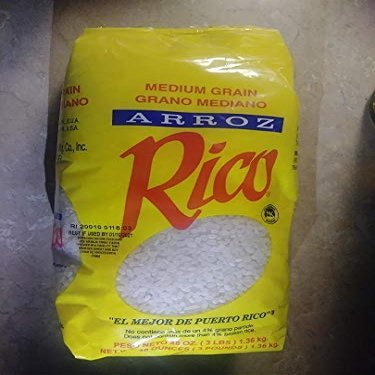 Arroz Rico, Puerto Rico's Best - #1 Medium Grain White Rice - 3 Pounds Bag - PACK OF 4