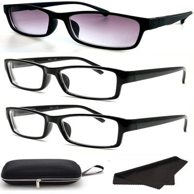 Nearsighted Shortsighted Myopia Distance Driving Glasses For Men Women Rectangle Shape Eyeglasses -1.00 (3 Pack)